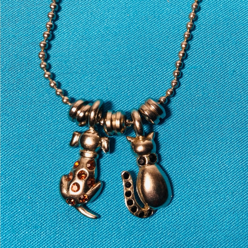 KIS Silver Dog Cat Charm Necklace